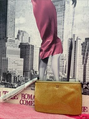 kate spade Gold Glitter Wristlet Clutch